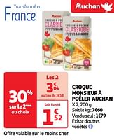 Promoties Croque monsieur à poêler auchan - Huismerk - Auchan - Geldig van 04/06/2024 tot 10/06/2024 bij Auchan