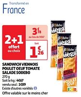 Promoties Sandwich viennois poulet oeuf tomate salade sodebo - Sodebo - Geldig van 04/06/2024 tot 10/06/2024 bij Auchan