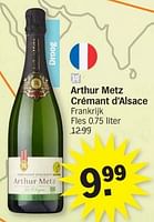 Promoties Arthur metz crémant d`alsace - Schuimwijnen - Geldig van 03/06/2024 tot 09/06/2024 bij Albert Heijn