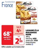 Promotions Lasagnes à la bolognaise marie - Marie - Valide de 04/06/2024 à 10/06/2024 chez Auchan Ronq