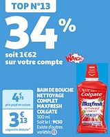 Promoties Bain de bouche nettoyage complet maxfresh colgate - Colgate - Geldig van 04/06/2024 tot 10/06/2024 bij Auchan