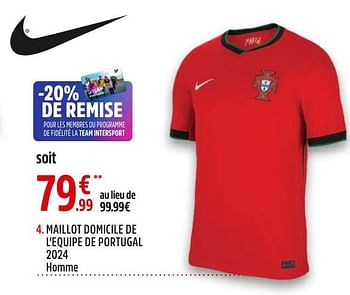 Promotions Maillot domicile de l’equipe de portugal 2024 homme - NIKE - Valide de 28/05/2024 à 16/06/2024 chez Intersport