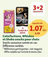 Promotions Catisfactions, whiskas et sheba snacks pour chats - Produit maison - Maxi Zoo - Valide de 05/06/2024 à 10/06/2024 chez Maxi Zoo