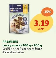 Promotions Premiere lucky snacks - Premiere - Valide de 05/06/2024 à 10/06/2024 chez Maxi Zoo