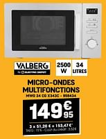 Promotions Valberg micro-ondes multifonctions mwo 34 cg x343c - Valberg - Valide de 29/05/2024 à 09/06/2024 chez Electro Depot