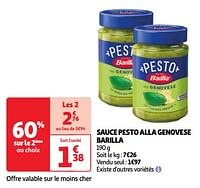 Promoties Sauce pesto alla genovese barilla - Barilla - Geldig van 04/06/2024 tot 10/06/2024 bij Auchan