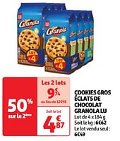 Promoties Cookies gros éclats de chocolat granola lu - Lu - Geldig van 04/06/2024 tot 10/06/2024 bij Auchan
