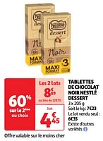Promoties Tablettes de chocolat noir nestlé dessert - Nestlé - Geldig van 04/06/2024 tot 10/06/2024 bij Auchan