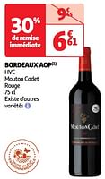 Promoties Bordeaux aop hve mouton cadet rouge - Rode wijnen - Geldig van 04/06/2024 tot 10/06/2024 bij Auchan