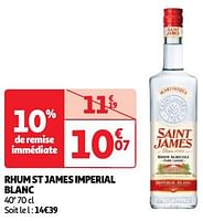 Promoties Rhum st james imperial blanc - Saint James - Geldig van 04/06/2024 tot 10/06/2024 bij Auchan