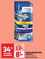 Promoties Rasoirs jetables blue 3 gillette - Gillette - Geldig van 04/06/2024 tot 10/06/2024 bij Auchan