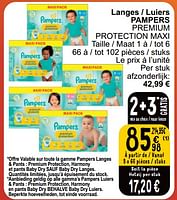 Promotions Langes - luiers pampers premium protection maxi - Pampers - Valide de 04/06/2024 à 10/06/2024 chez Cora
