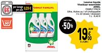 Promotions Lessive liquide vloeibaar wasmiddel ariel family pack - Ariel - Valide de 04/06/2024 à 10/06/2024 chez Cora