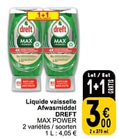 Promotions Liquide vaisselle afwasmiddel dreft max power - Dreft - Valide de 04/06/2024 à 10/06/2024 chez Cora