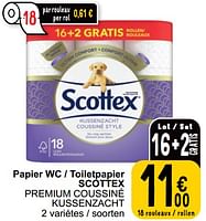Promotions Papier wc - toiletpapier scottex premium coussiné kussenzacht - Scottex - Valide de 04/06/2024 à 10/06/2024 chez Cora