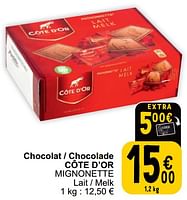 Promotions Chocolat - chocolade côte d’or mignonette - Cote D'Or - Valide de 04/06/2024 à 10/06/2024 chez Cora