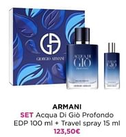 Promotions Armani set acqua di gio profondo edp + travel spray - Armani - Valide de 02/06/2024 à 09/06/2024 chez ICI PARIS XL