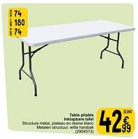Promotions Table pliable inklapbare tafel - Produit maison - Cora - Valide de 04/06/2024 à 10/06/2024 chez Cora