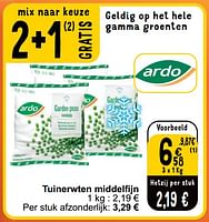 Promoties Tuinerwten middelfijn - Ardo - Geldig van 04/06/2024 tot 10/06/2024 bij Cora