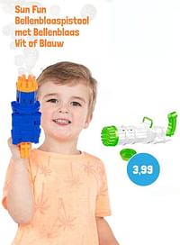 Sun fun bellenblaaspistool met bellenblaas wit of blauw-Sunfun