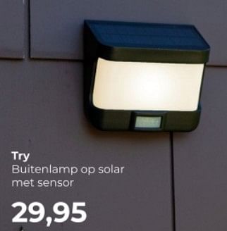 Promoties Try buitenlamp op solar met sensor - Huismerk - Lampidee - Geldig van 01/06/2024 tot 30/06/2024 bij Lampidee