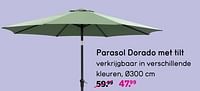 Promoties Parasol dorado met tilt - Huismerk - Leen Bakker - Geldig van 03/06/2024 tot 09/06/2024 bij Leen Bakker
