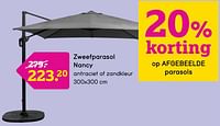 Promoties Zweefparasol nancy - Huismerk - Leen Bakker - Geldig van 03/06/2024 tot 09/06/2024 bij Leen Bakker