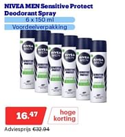 Promoties Nivea men sensitive protect deodorant spray - Nivea - Geldig van 03/06/2024 tot 09/06/2024 bij Bol.com