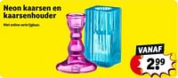 Promoties Neon kaarsen en kaarsenhouder - Huismerk - Kruidvat - Geldig van 04/06/2024 tot 09/06/2024 bij Kruidvat
