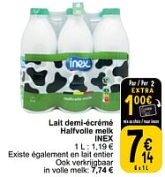 Promotions Lait demi-écrémé halfvolle melk inex - Inex - Valide de 04/06/2024 à 10/06/2024 chez Cora