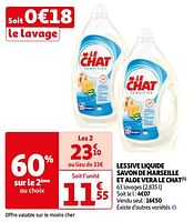 Promoties Lessive liquide savon de marseille et aloe vera le chat - Le Chat - Geldig van 04/06/2024 tot 17/06/2024 bij Auchan