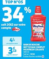Promoties Bain de bouche nettoyage complet maxfresh colgate - Colgate - Geldig van 04/06/2024 tot 16/06/2024 bij Auchan