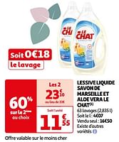 Promoties Lessive liquide savon de marseille et aloe vera le chat - Le Chat - Geldig van 04/06/2024 tot 17/06/2024 bij Auchan