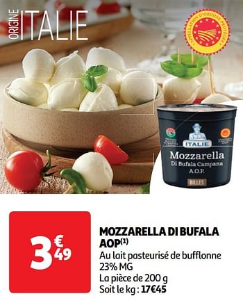 Promoties Mozzarella di bufala aop - Huismerk - Auchan - Geldig van 04/06/2024 tot 16/06/2024 bij Auchan
