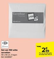 Promoties Set van 100 witte servetten - Huismerk - Carrefour  - Geldig van 05/06/2024 tot 11/06/2024 bij Carrefour