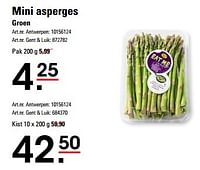 Promoties Mini asperges groen - Huismerk - Sligro - Geldig van 06/06/2024 tot 08/06/2024 bij Sligro