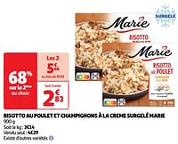 Promotions Risotto au poulet et champignons à la creme surgelé marie - Marie - Valide de 04/06/2024 à 16/06/2024 chez Auchan Ronq