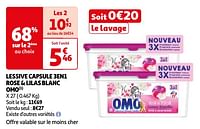 Promotions Lessive capsule 3en1 rose + lilas blanc omo - Omo - Valide de 04/06/2024 à 17/06/2024 chez Auchan Ronq