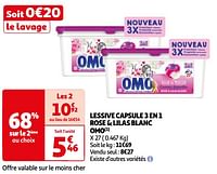 Promotions Lessive capsule 3 en 1 rose + lilas blanc omo - Omo - Valide de 04/06/2024 à 17/06/2024 chez Auchan Ronq