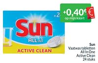 Promoties Sun vaatwas tabletten all in one active clean - Sun - Geldig van 01/06/2024 tot 30/06/2024 bij Intermarche
