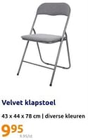 Promoties Velvet klapstoel - Huismerk - Action - Geldig van 05/06/2024 tot 11/06/2024 bij Action