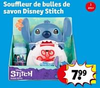 Promotions Souffleur de bulles de savon disney stitch - Disney - Valide de 04/06/2024 à 09/06/2024 chez Kruidvat