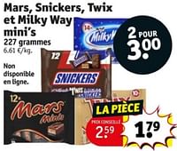 Promotions Mars, snickers, twix et milky way mini’s - Produit maison - Kruidvat - Valide de 04/06/2024 à 09/06/2024 chez Kruidvat