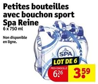Promotions Petites bouteilles avec bouchon sport spa reine - Spa - Valide de 04/06/2024 à 09/06/2024 chez Kruidvat