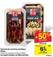 Promotions Gamme de snacking asiatique nitsiu yakitori teriyaki - Nitsiu - Valide de 05/06/2024 à 11/06/2024 chez Carrefour