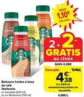 Promotions Noisette-macchiato en bouteille - Starbucks - Valide de 05/06/2024 à 11/06/2024 chez Carrefour