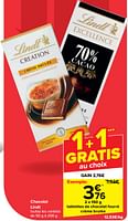 Promotions Tablettes de chocolat fourré crème brulée - Lindt - Valide de 05/06/2024 à 11/06/2024 chez Carrefour