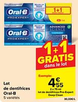 Promotions Lot de dentifrices pro-expert deep clean - Oral-B - Valide de 05/06/2024 à 11/06/2024 chez Carrefour