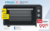 Promoties Friac maxi-oven mo1146 - Friac - Geldig van 01/06/2024 tot 30/06/2024 bij Eldi