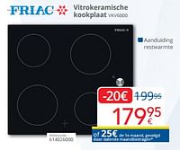Promoties Friac vitrokeramische kookplaat vkv6000 - Friac - Geldig van 01/06/2024 tot 30/06/2024 bij Eldi